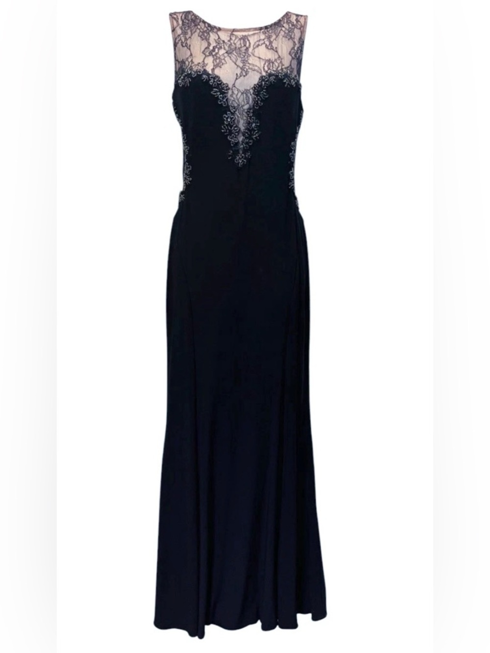 ADRIANNA PAPELL Xscape NAVY Lace Illusion Prom Gown NEW TAGS